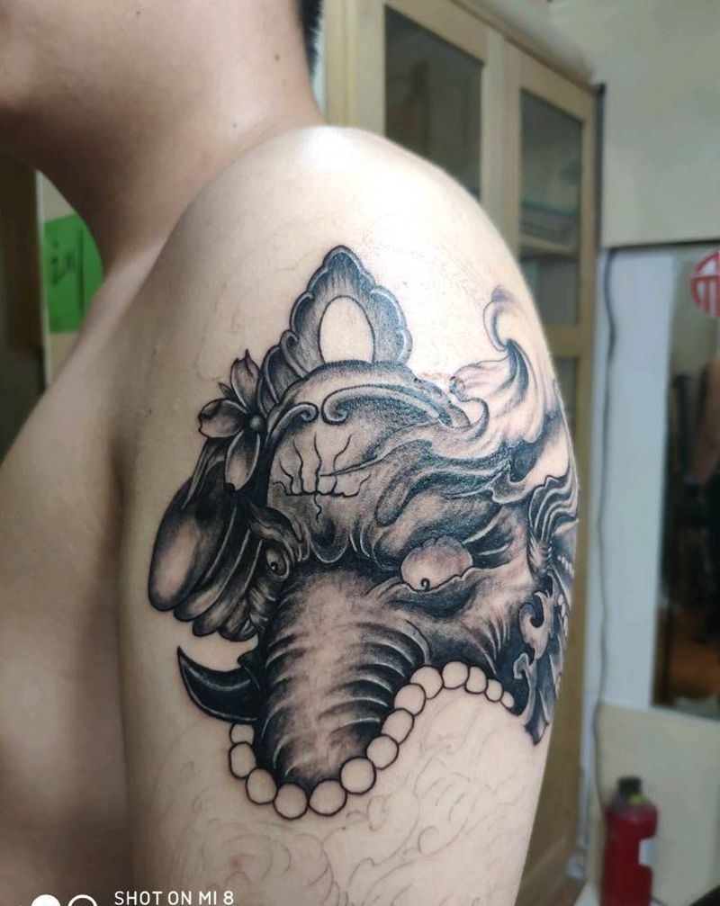 象神（未完成）纹身图片_手臂纹身图案