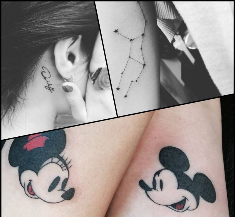 小清新.花體文字.手寫字體纹身图片_成品插画手部颈部手臂清新几何字符原创設計纹身图案