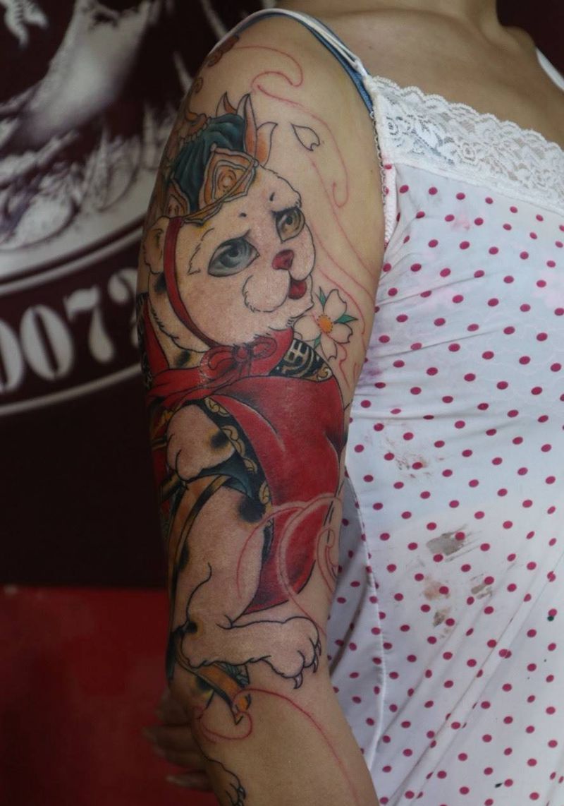 日式猫纹身图片