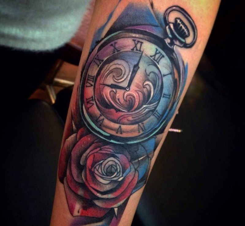 暈染風格纹身图片_成品手稿插画手臂手部欧美清新設計女孩紋身原创纹身图案