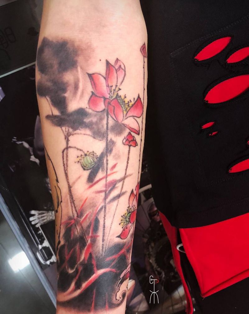 行不杨，谦为人纹身图片_成品手臂原创纹身图案