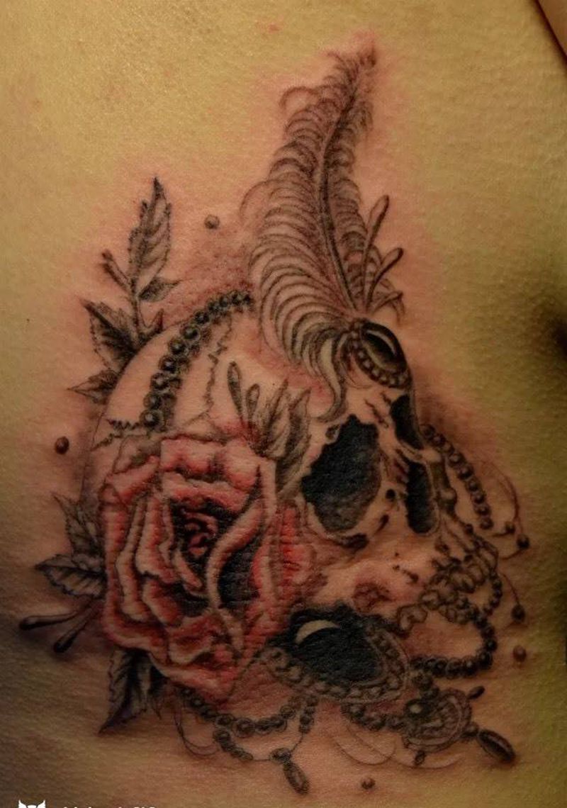 老三画皮进行中 作品集98纹身图片_成品腰部手臂肩部欧美传统鬼神动物宗教完全手绘纹身图案