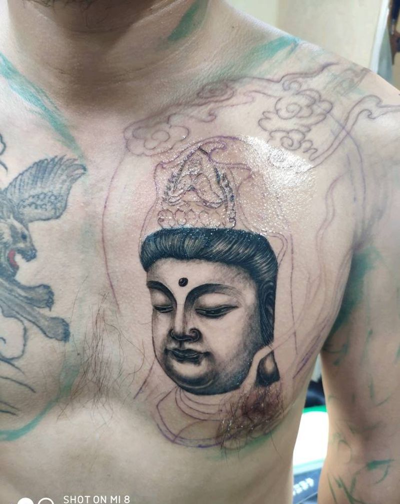 半胛（未完成）纹身图片_胸部手臂新传统纹身图案