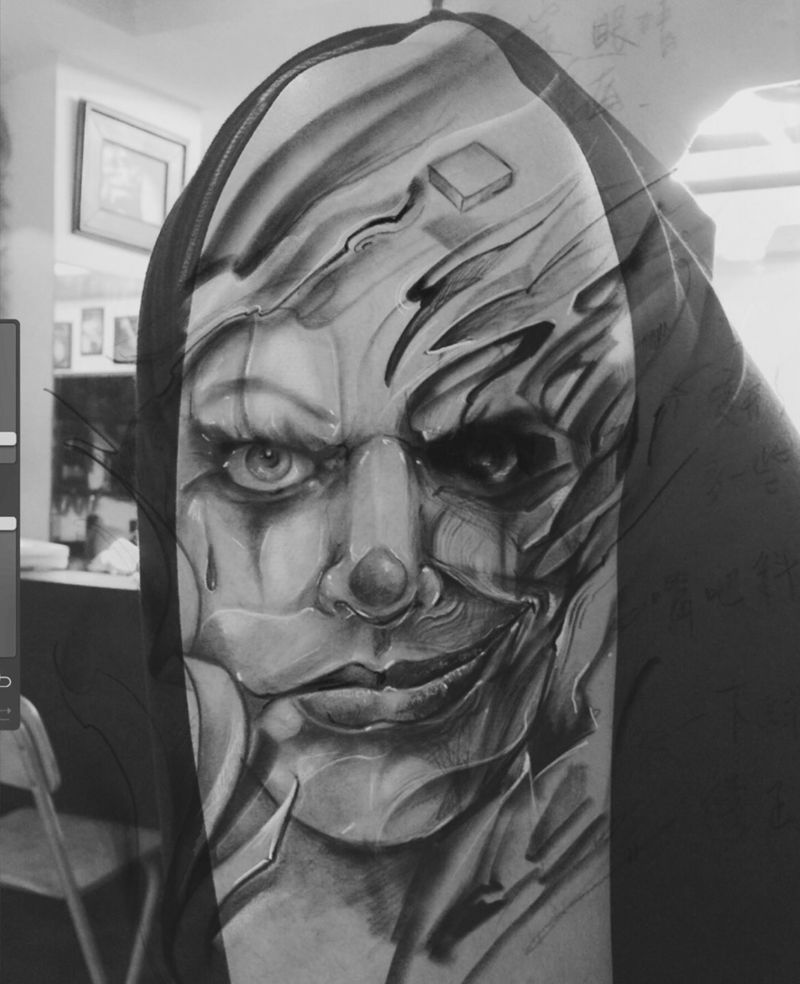手稿&ps示意圖（原創）纹身图片_手稿手臂写实欧美設計原创人物纹身图案