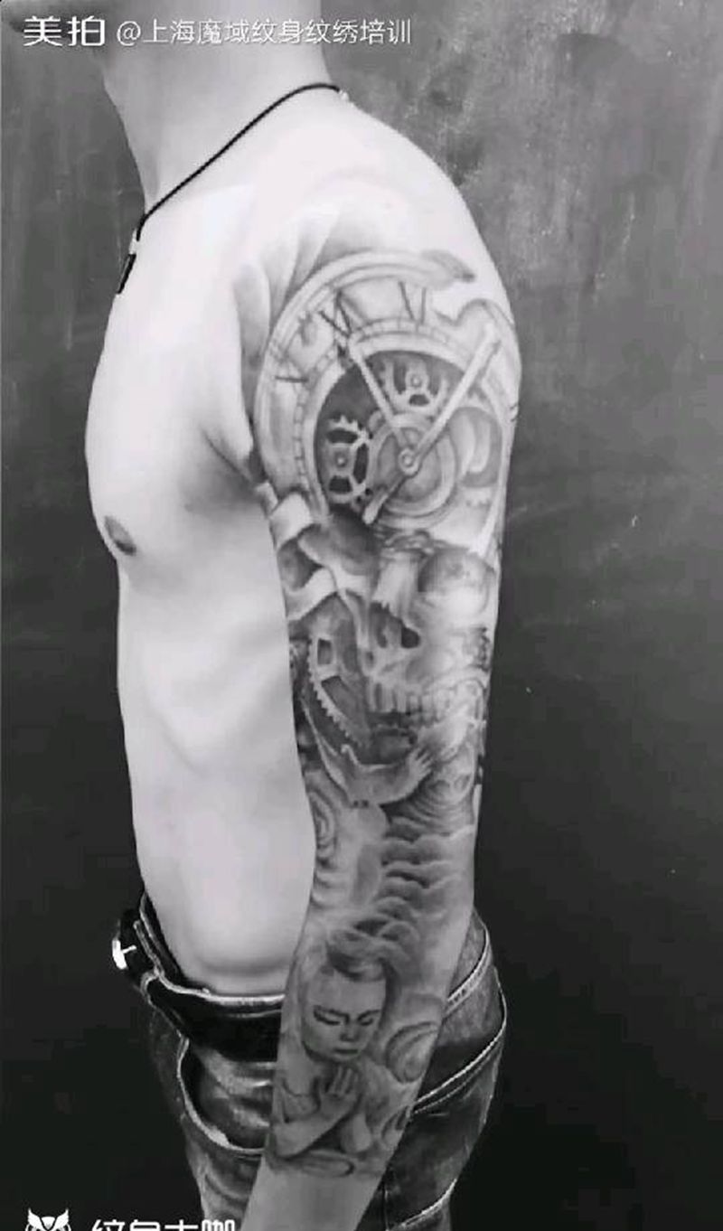 满背雷神纹身纹身图片_背部传统纹身图案