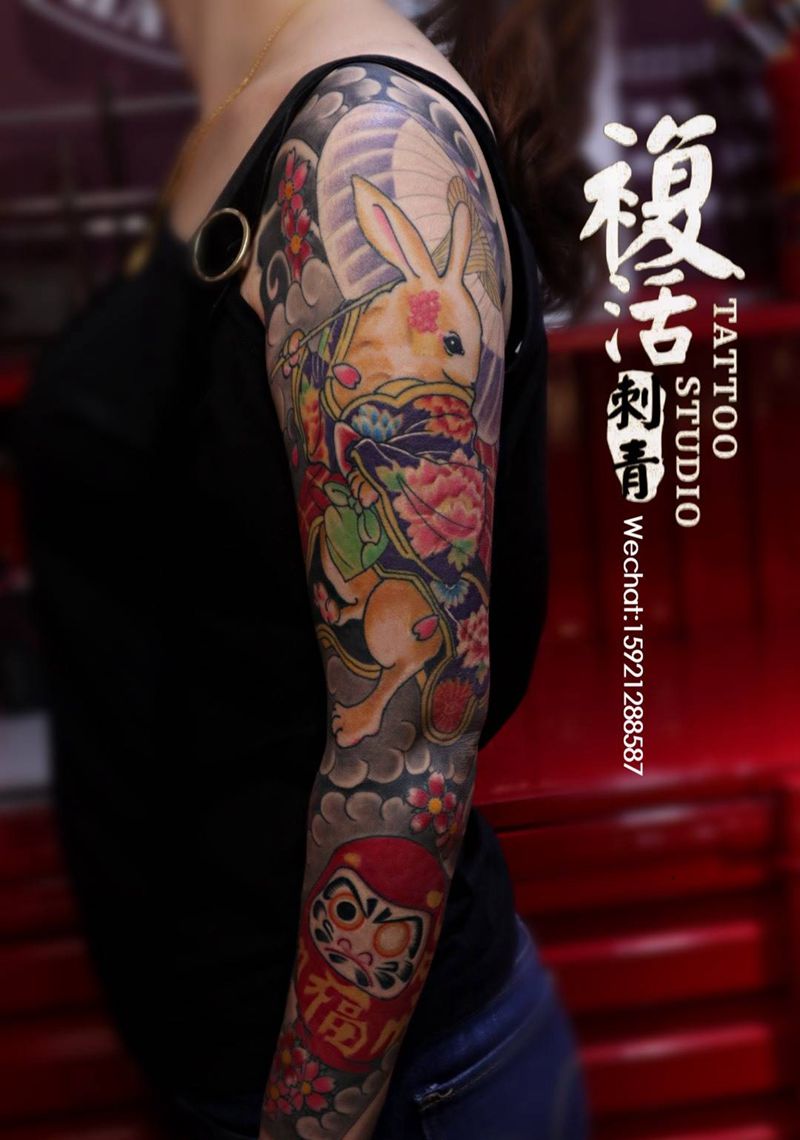 传统花臂纹身图片