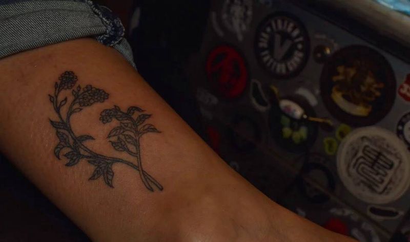 小清新3纹身图片_成品腿部清新植物纹身图案