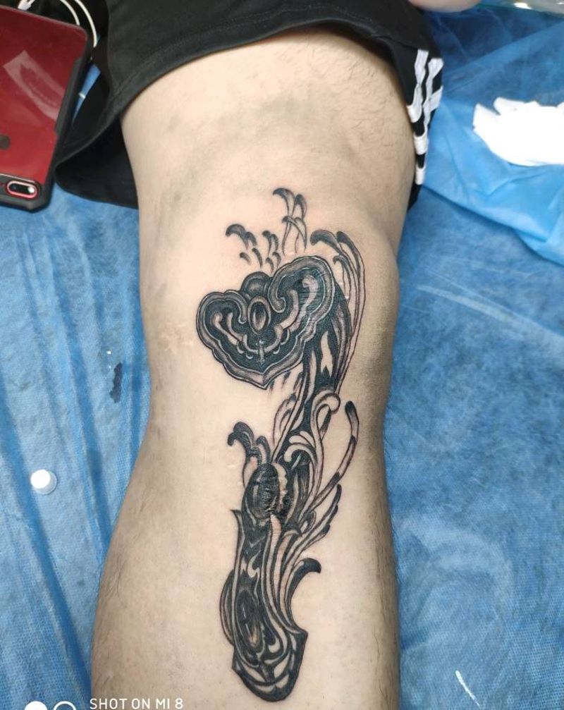 如意（伤疤覆盖）纹身图片_腿部纹身图案