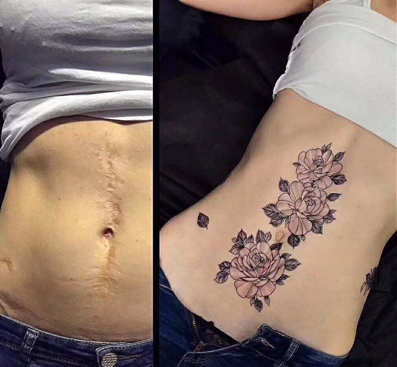 遮盖把刀纹身图片