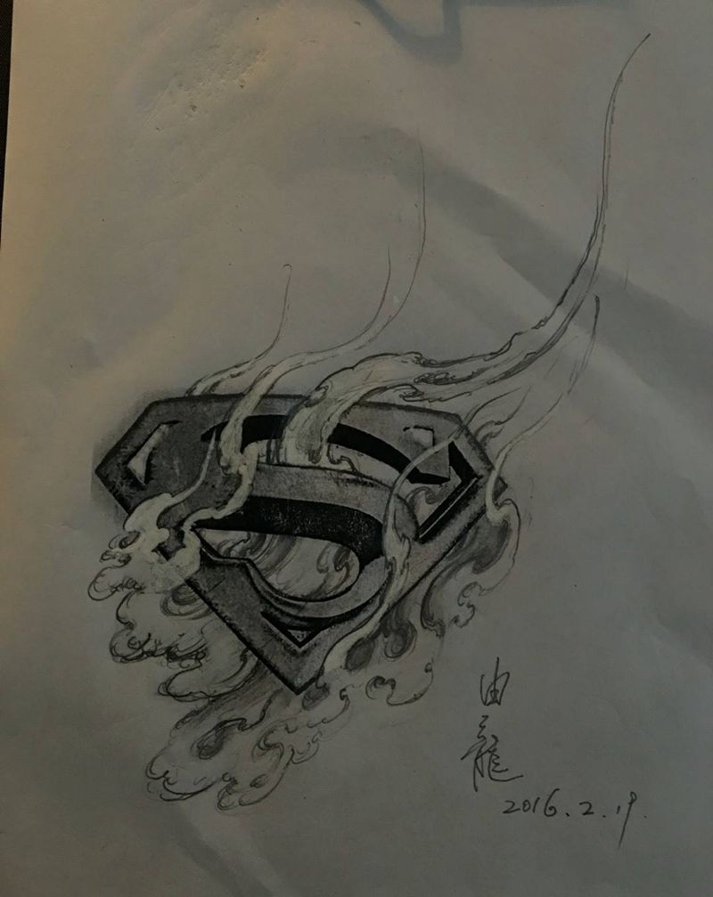 超人纹身图片_原创插画手稿纹身图案