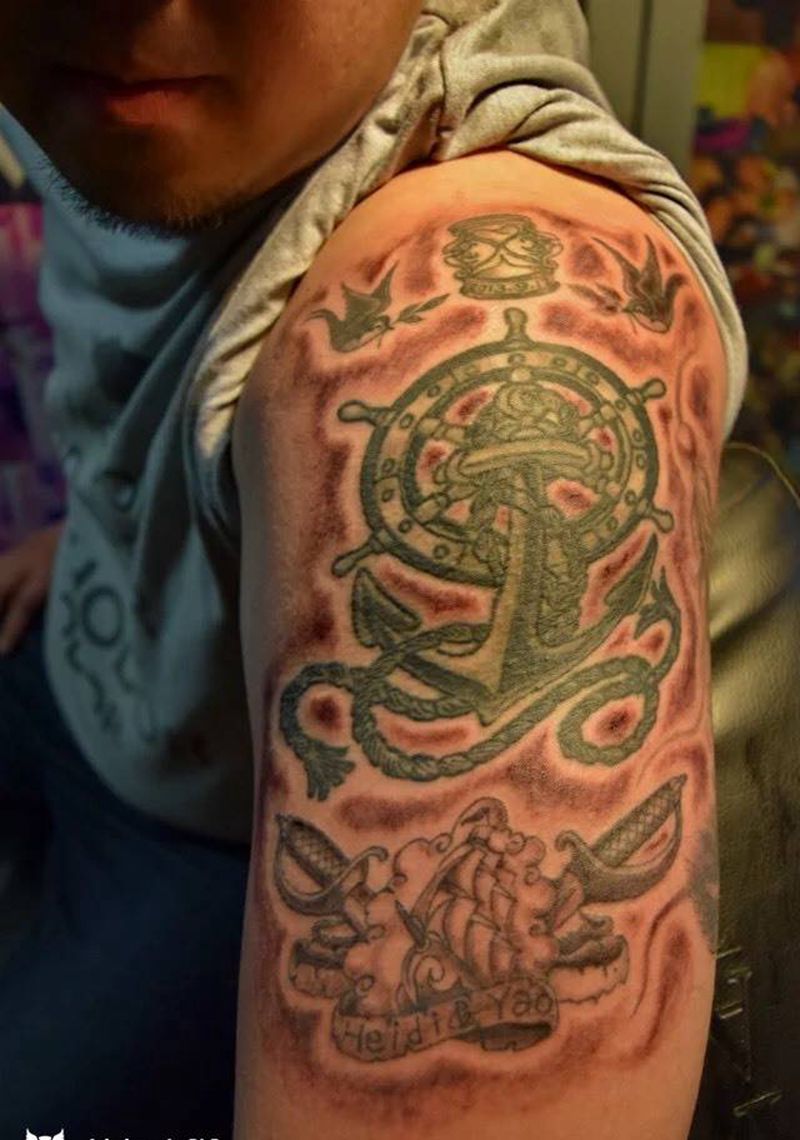 作品集107纹身图片_成品手臂欧美几何图腾纹身图案