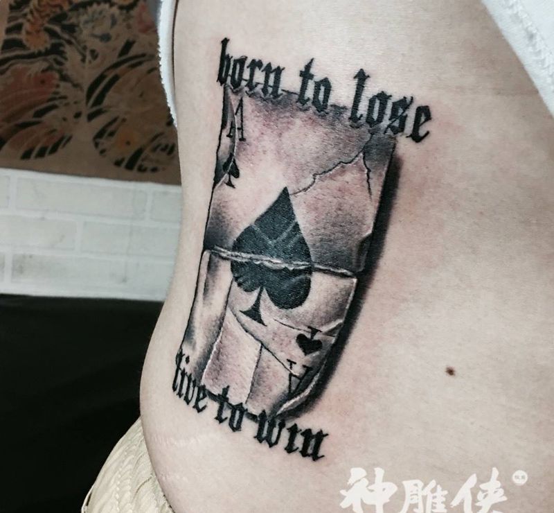 扑克牌黑桃A纹身图片