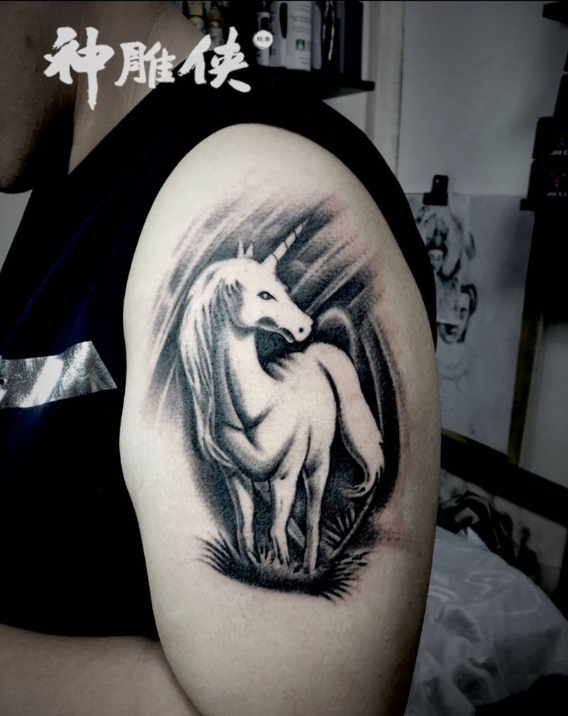 神马 独角兽纹身图片