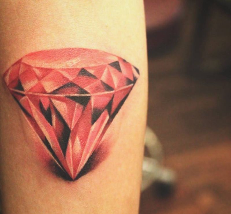 紅鑽纹身图片_成品手部写实清新欧美静物原创女孩紋身纹身图案