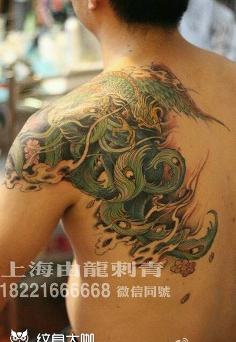凤凰纹身纹身图片_肩部纹身图案
