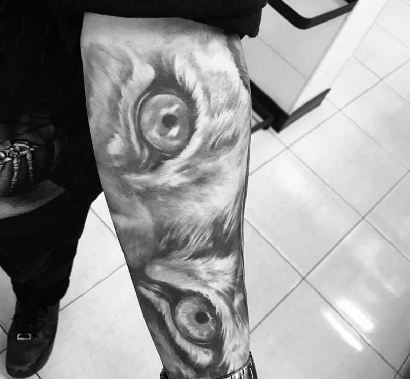 作品復元照纹身图片_成品欧美写实动物原创設計男孩紋身纹身图案