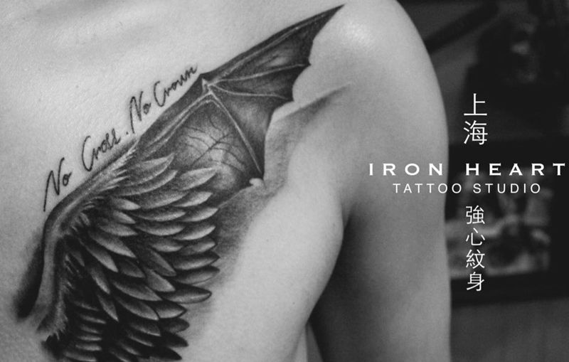 融合纹身图片_成品插画胸部欧美写实鬼神原创动物設計纹身图案