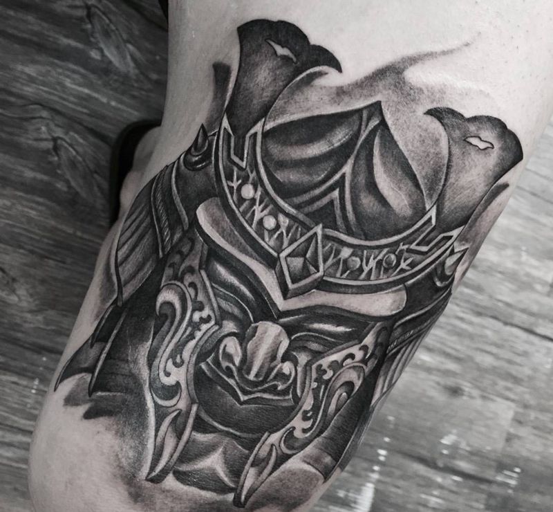 兜（原創）纹身图片_成品腿部欧美写实原创静物設計纹身图案