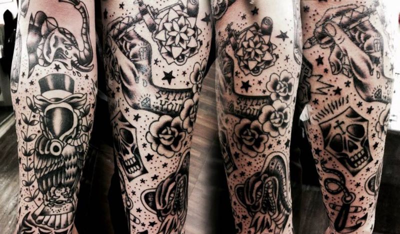 Old school 小臂纹身图片_手臂欧美传统School風格男孩紋身原创纹身图案