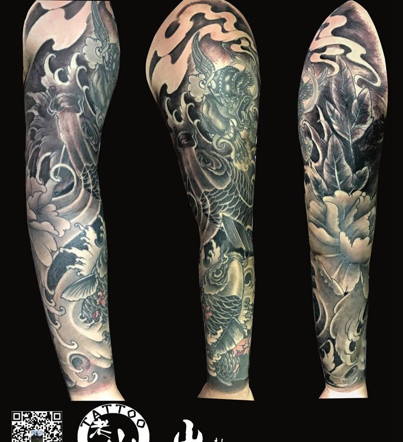 老纹身添加传统花臂纹身图片