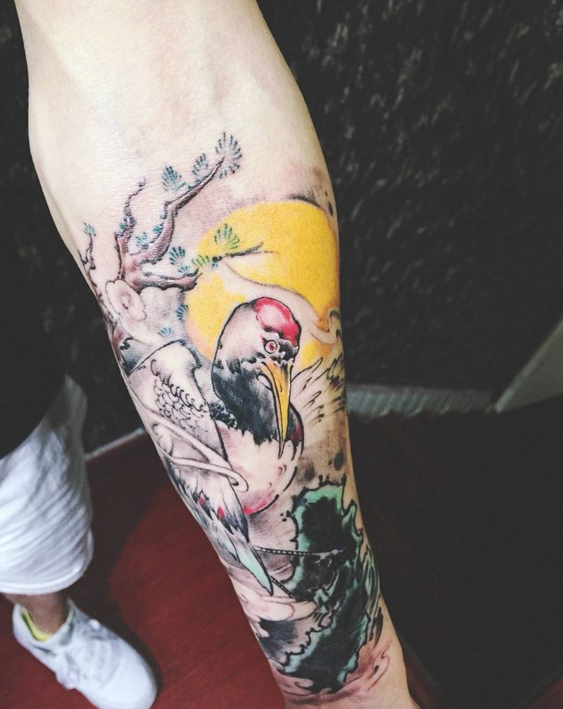 遮盖纹身图片_传统手臂动物成品纹身图案