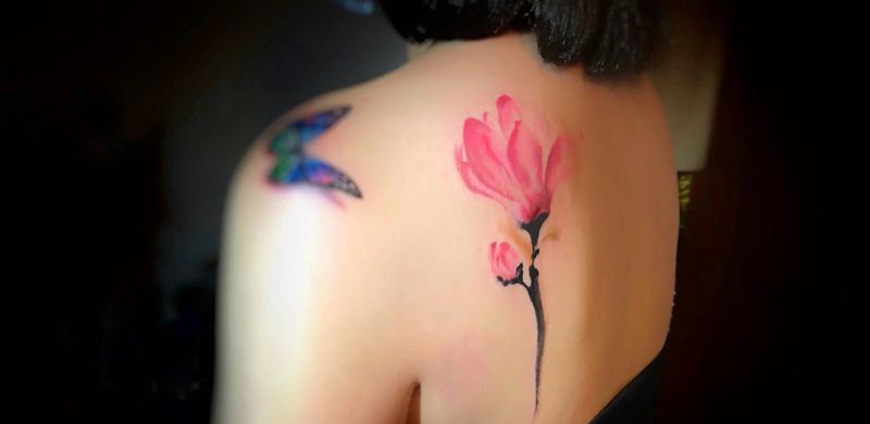 疤痕遮盖纹身图片_水墨纹身图案