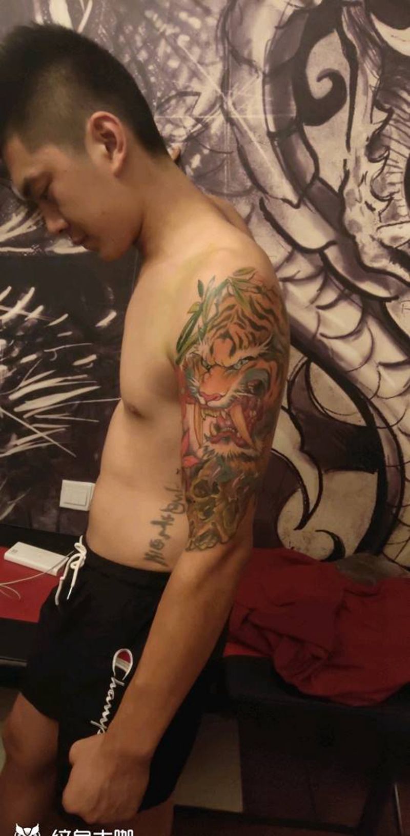 999元大臂老虎纹身图片_手臂新传统纹身图案