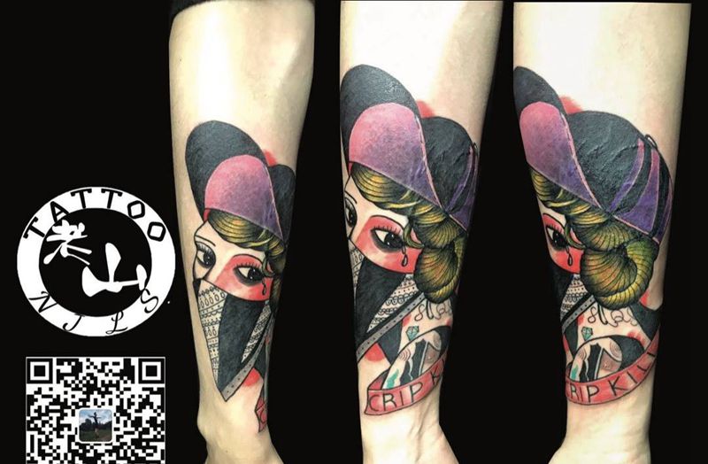 欧美遮盖new school纹身图片