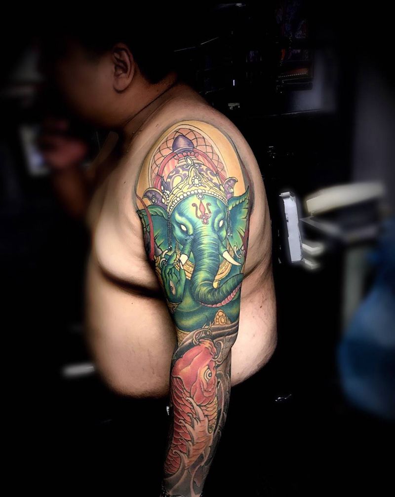 新传统花臂纹身图片