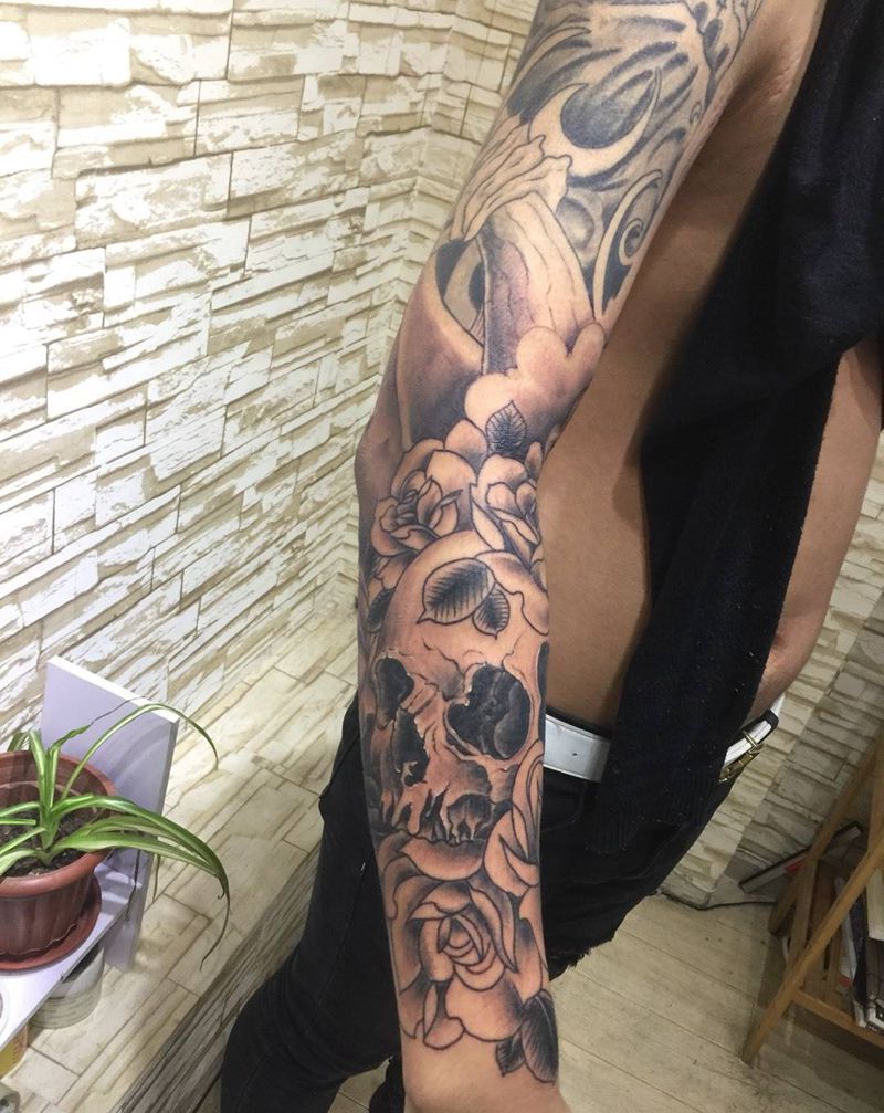 接花臂纹身图片