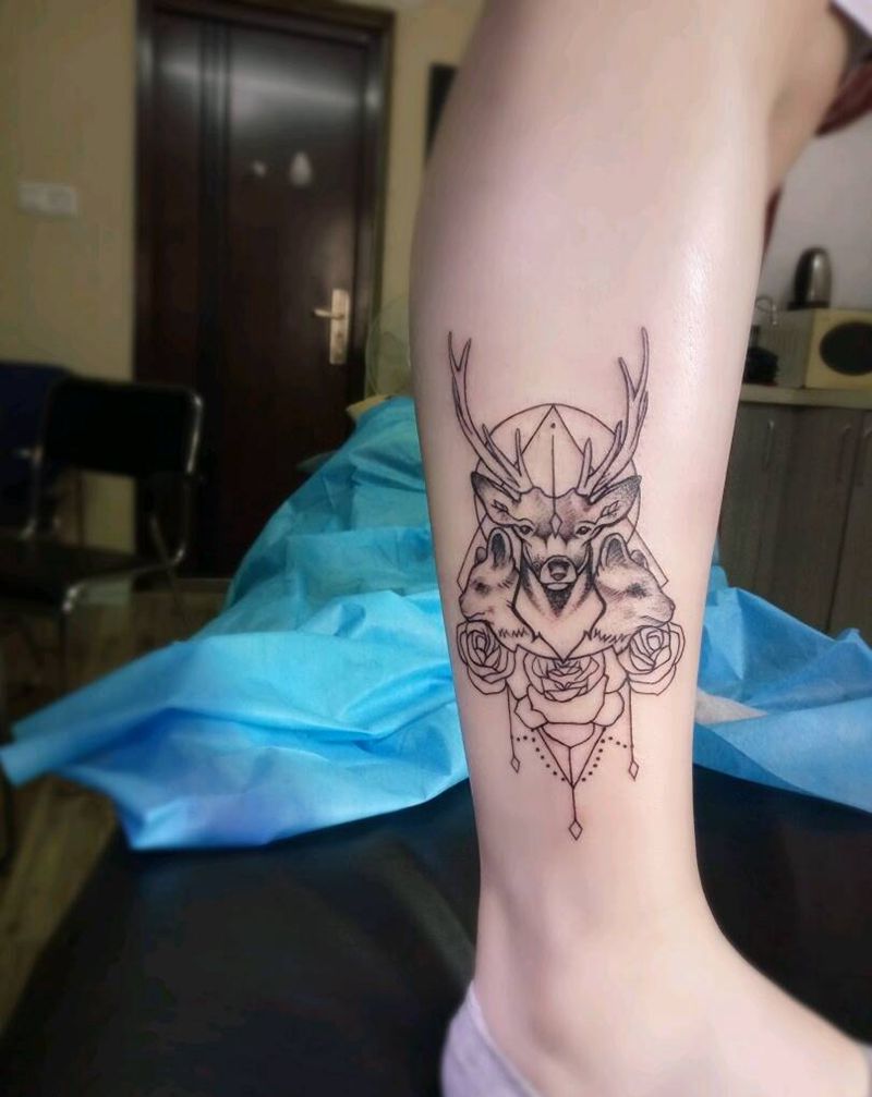 说这叫"一路(鹿)有你"纹身图片