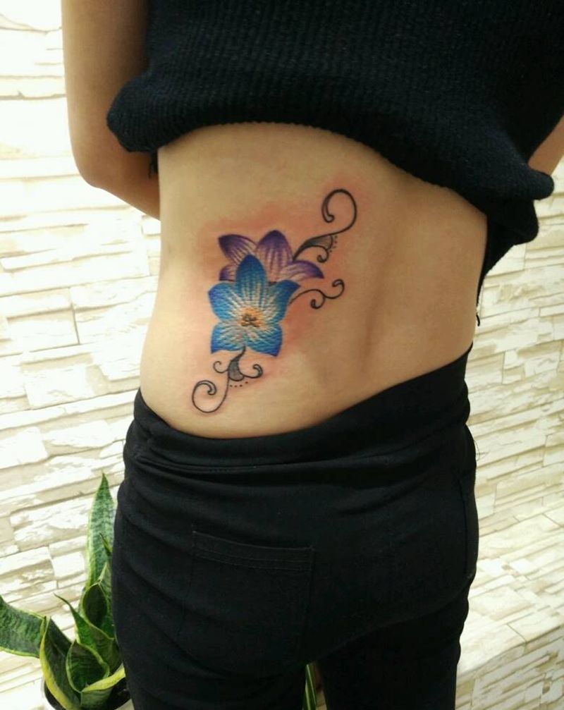 吉梗花纹身图片_腰部成品纹身图案