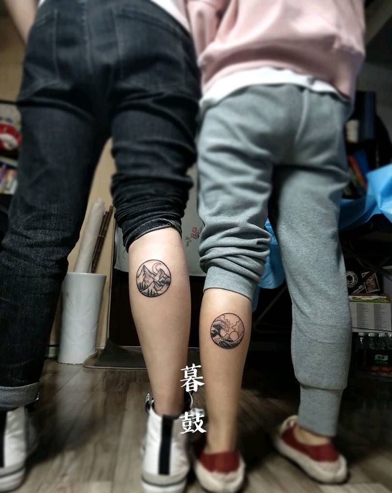 爱‘值得铭刻纹身图片_腿部几何点刺纹身图案