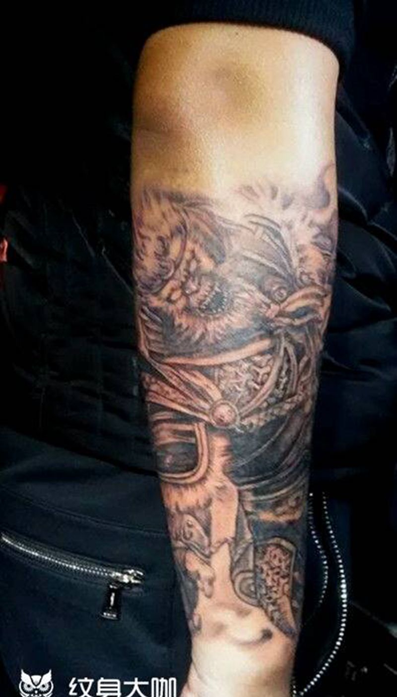 盖的~够够的~下次细节纹身图片_手臂传统鬼神纹身图案