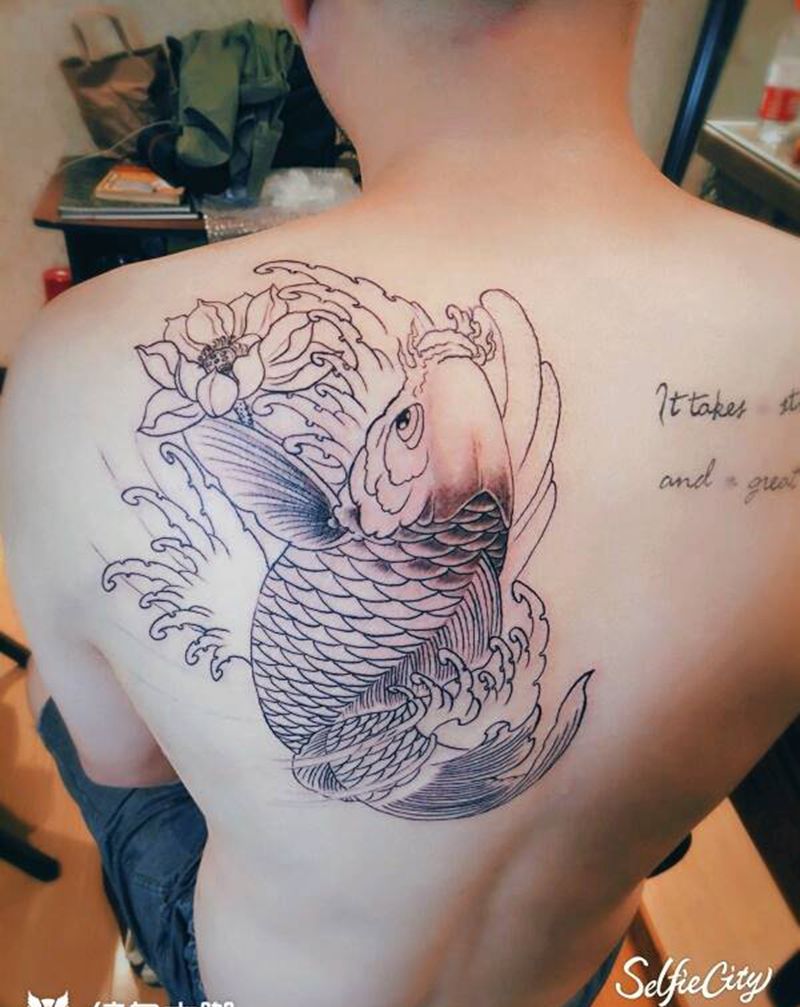 如鱼得水，未完成！纹身图片