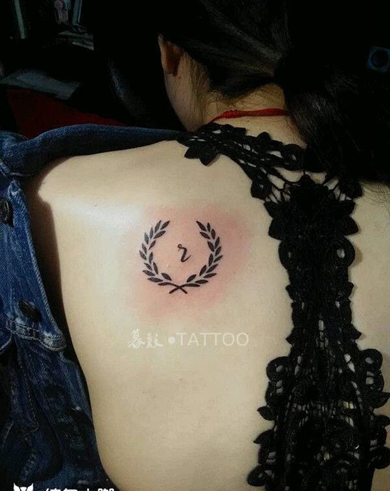 橄榄叶&情侶纹身图片_胸部背部清新原创成品纹身图案