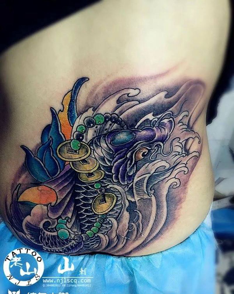 遮盖作品锦鲤纹身图片