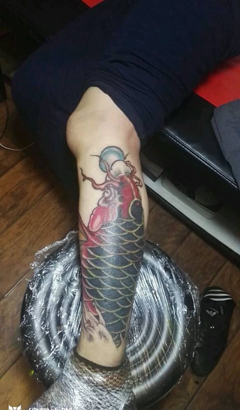 遮盖修改纹身图片_腿部传统动物成品纹身图案