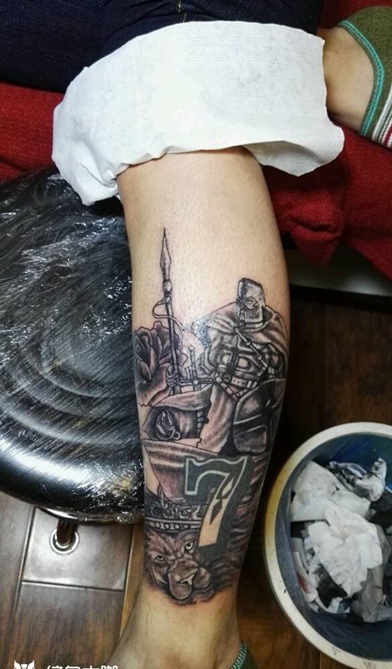 欧美添加！纹身图片_脚部欧美动物人物成品纹身图案