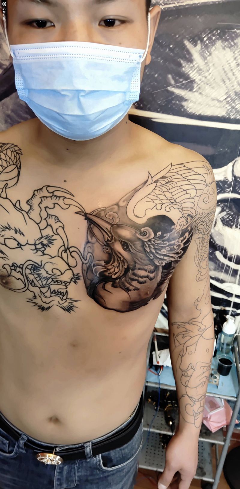 2999元全甲下次继续纹身图片_胸部手臂新传统欧美写实纹身图案