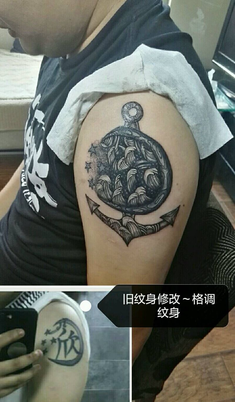 遮盖修改纹身图片_肩部欧美植物图腾成品纹身图案