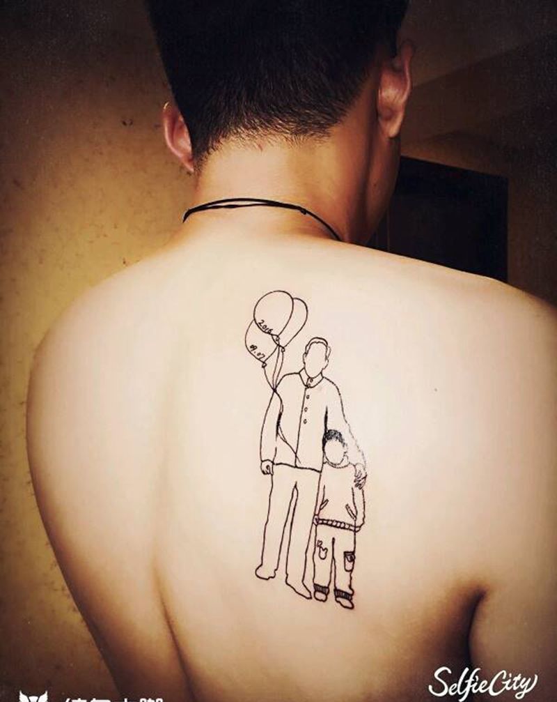 亲情纪念逝去的爷爷纹身图片