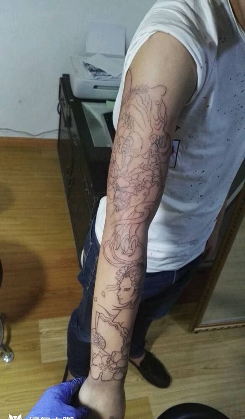 艺妓貔貅后续工作等待。纹身图片