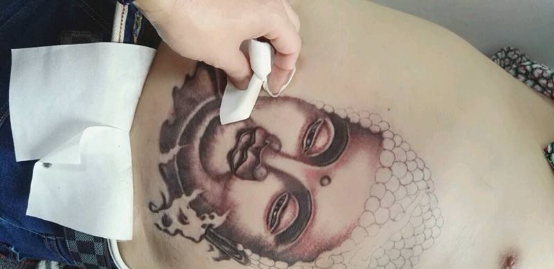 大肚佛纹身图片_腹部传统人物鬼神宗教成品纹身图案