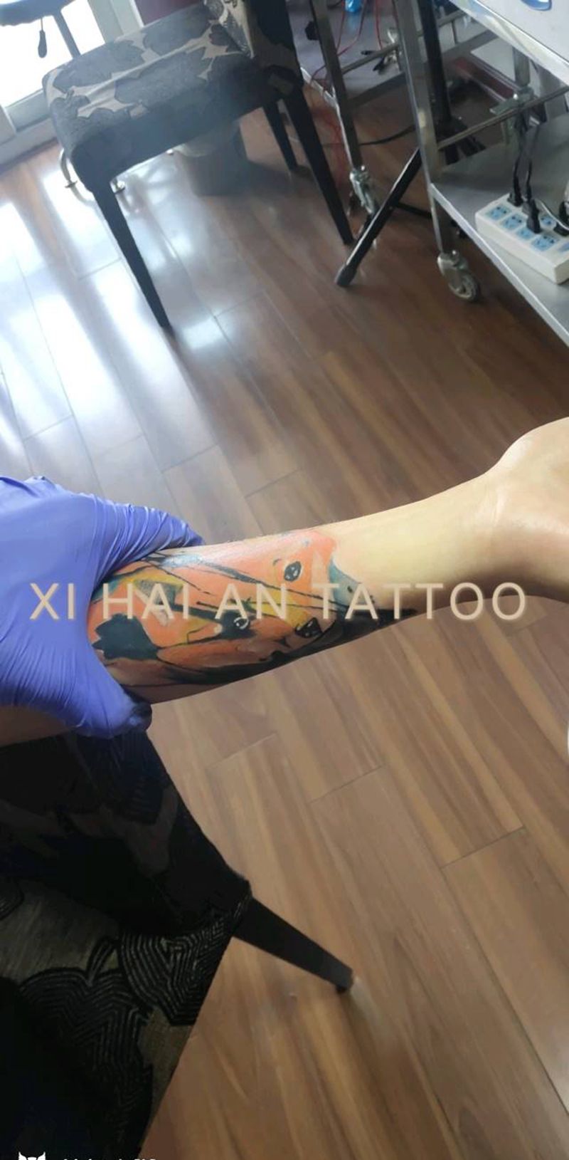 水墨狐狸799元纹身图片_手臂水彩纹身图案