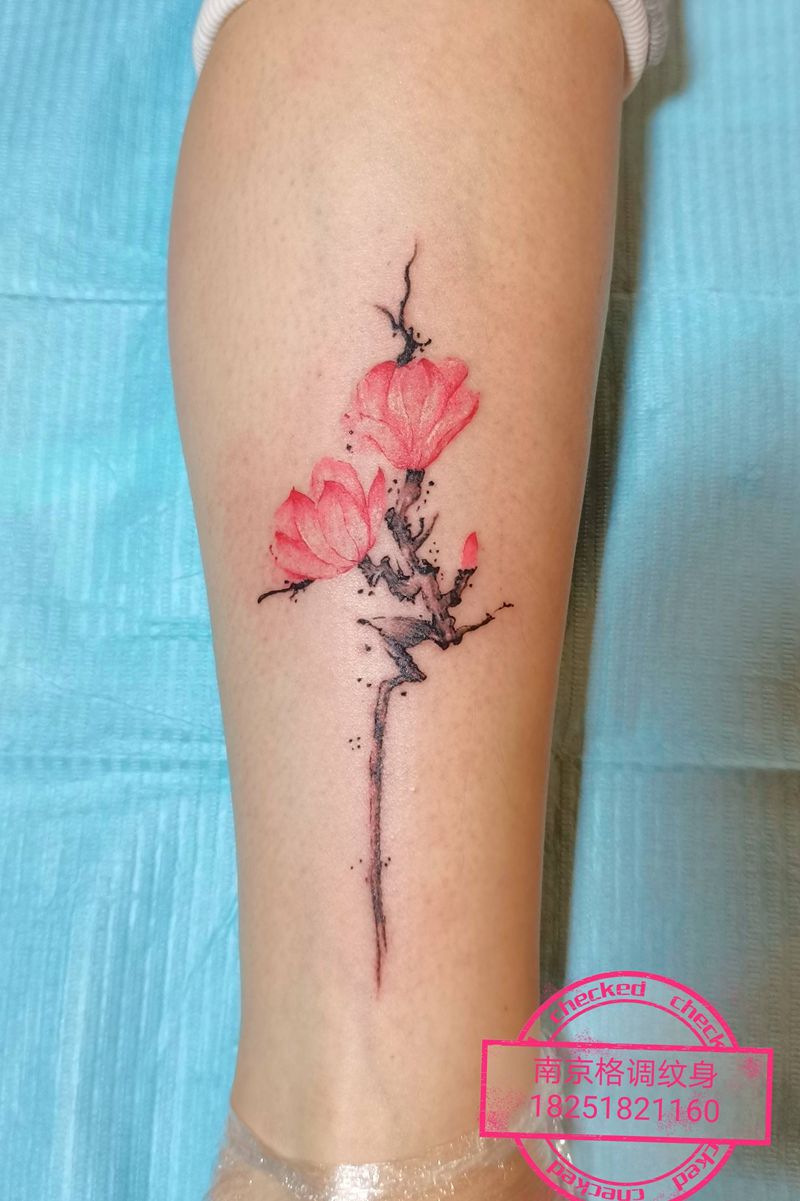 599梅花纹身图片_脚部新传统纹身图案