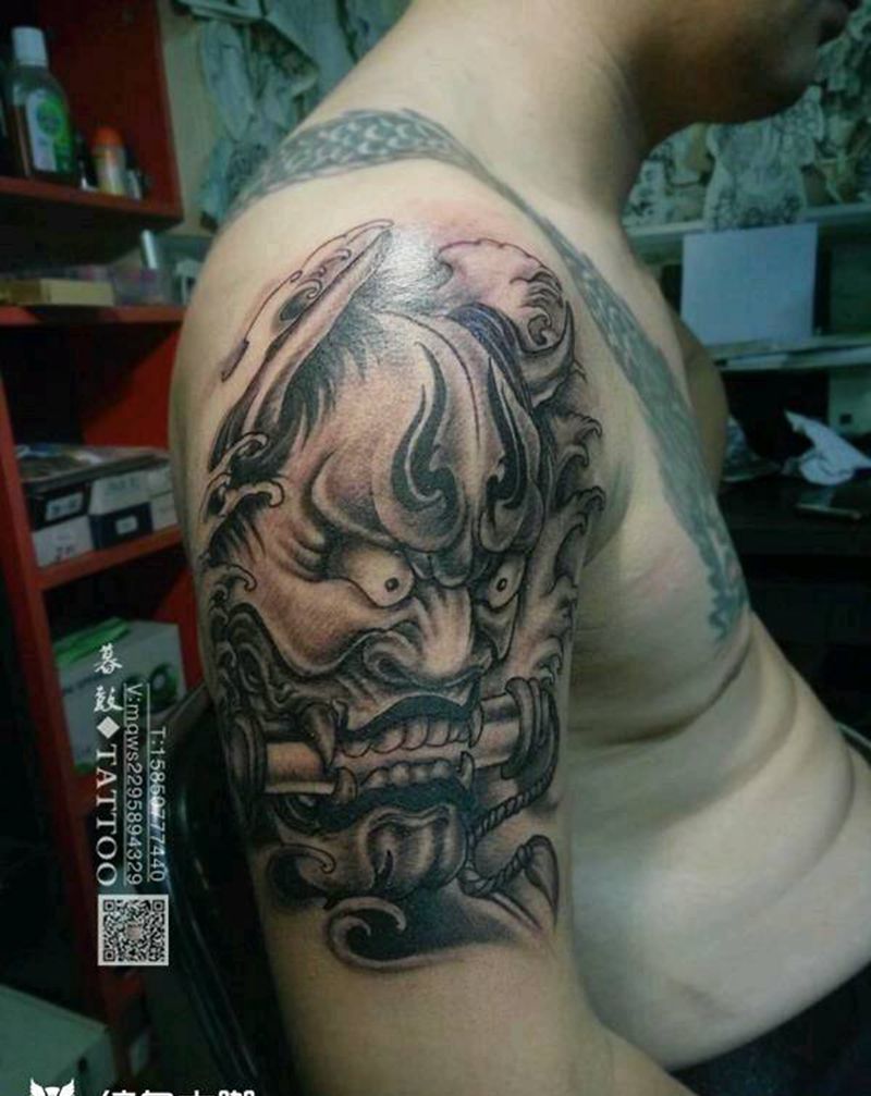 你说:起个啥名好呢纹身图片_手臂传统鬼神成品纹身图案