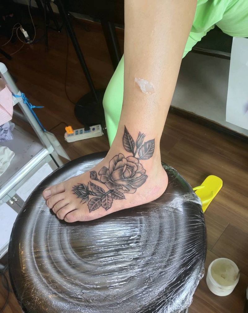 遮盖纹身图片_脚部点刺纹身图案