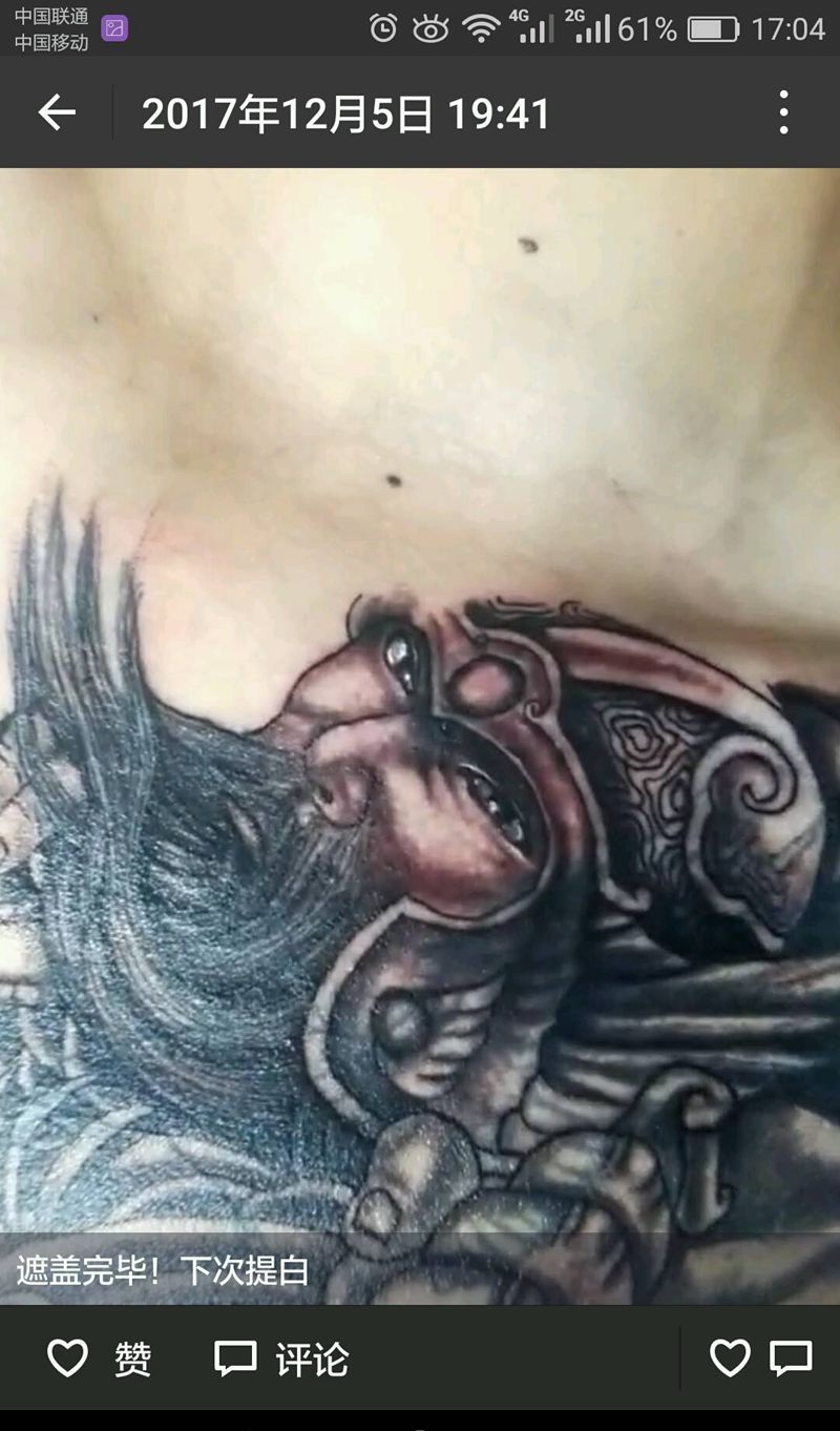 遮盖老鹰纹身！纹身图片_胸部传统人物成品纹身图案