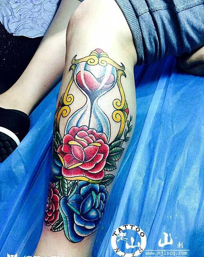 欧美new school沙漏纹身图片